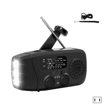 Emergency Solar Radio With Hand Cranked-Black US regulations