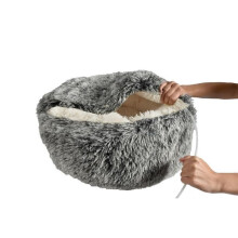Letto per gatti - BOBBY - Nido peloso - Bicolore nero - Taglia S - Tubo rimovibile