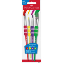 Pinsel - FABER-CASTELL - Soft Touch - 4 Stück - Flexibel und robust - Ideal für Kinder