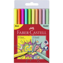faber-castell faber-castell grip fluo + pastel -tussit, 10 kappaleen pakkaus