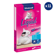 11 x 6 Guloseimas para Gato com Salmão e Ômega 3 - Vitakraft Snack Líquido