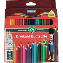 Crayons de couleur - STYLEX - 2051209 - Triangulaires - 24 pièces - Finition laquée ergonomique