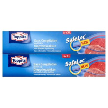 Bolsas de congelación - TOPPITS - Safeloc Zip - 3 L - 15 piezas - Cierre zip