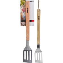 espátula de grelha BBQ 46cm inox, cabo de madeira.
