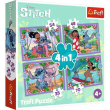 Puzzle 4 in 1 - TREFL - Crazy Day Lilo & Stitch - 35/48/54/70 pezzi - Multicolore - Da 4 anni