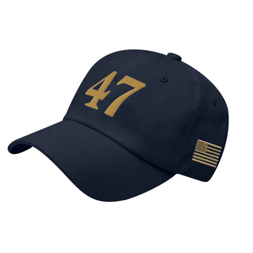 Gestickte 47-Baseballmütze, atmungsaktives Polyester,-Marineblau