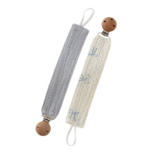 Organic Cotton Pacifier Holder Clip Wood Clasp Stylish Baby-F