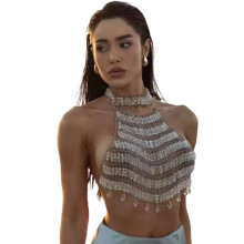 Bohemian Body Chain Bra Beaded Bikinis Chest-Transparent color