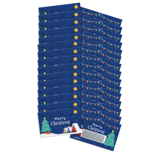 30Pcs Christmas Scratch Off Gift Vouchers Cards Scratch-Blue