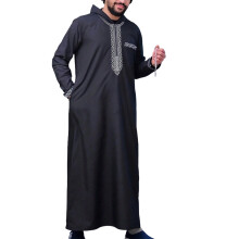 Mode manches longues musulmans robes doux Abaya Robe-Noir XL