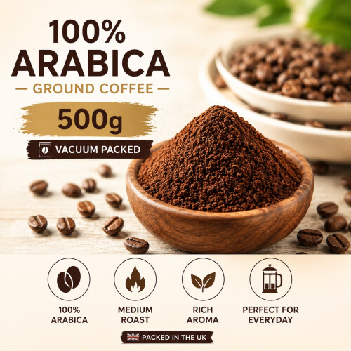 Arabica Ground Coffee Medium Roast 500g Vacuum Packed