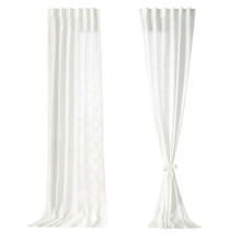 Linen Curtains 2 Panel Set Light Filtering Curtain for-White B