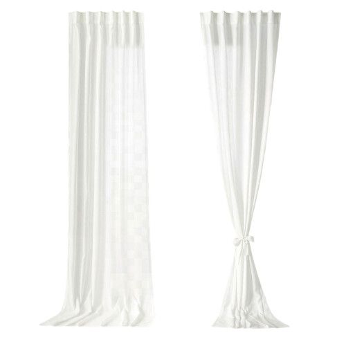 Linen Curtains 2 Panel Set Light Filtering Curtain for-White B