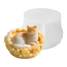 Cartoon Rose Puss Candle Making Silicone Mold Food Safe Easily