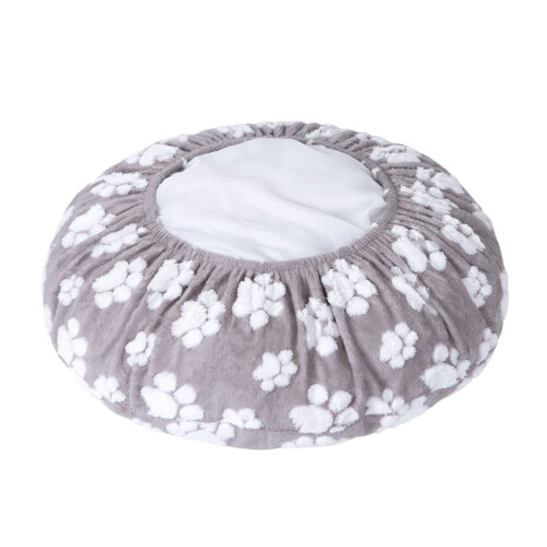 Washable Waterproof Round Shape Pet Bed Cover-Light Grey S