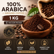 Arabica Ground Coffee Medium Roast 1kg Vacuum Packed