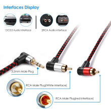 2X 90 Degree 3.5mm Male to 2 RCA Male Cable Right Angle Stereo AUX Y Splitter Cord Microphone Jack Plug for Laptop 1M