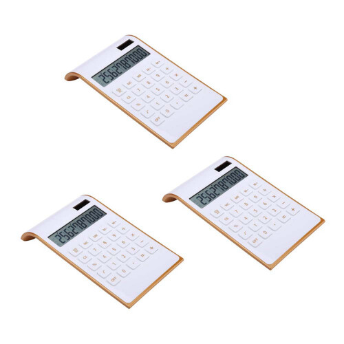 3X Calculator, Slim Elegant Design, Office/Home Electronics, Dual Powered Desktop Calculator, 10 Digits, White 1