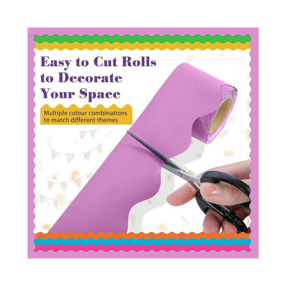 12 Rolls 198 Ft Bulletin Board Borders For Classroom, Paper Roll Scalloped Borders,For Classroom Decor, Home Decor 6032533842165