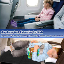 2X Airplane Cushion Extender for Kids, Portable Airplane Travel Footrest, Baby Airplane Bed with Side Pockets
