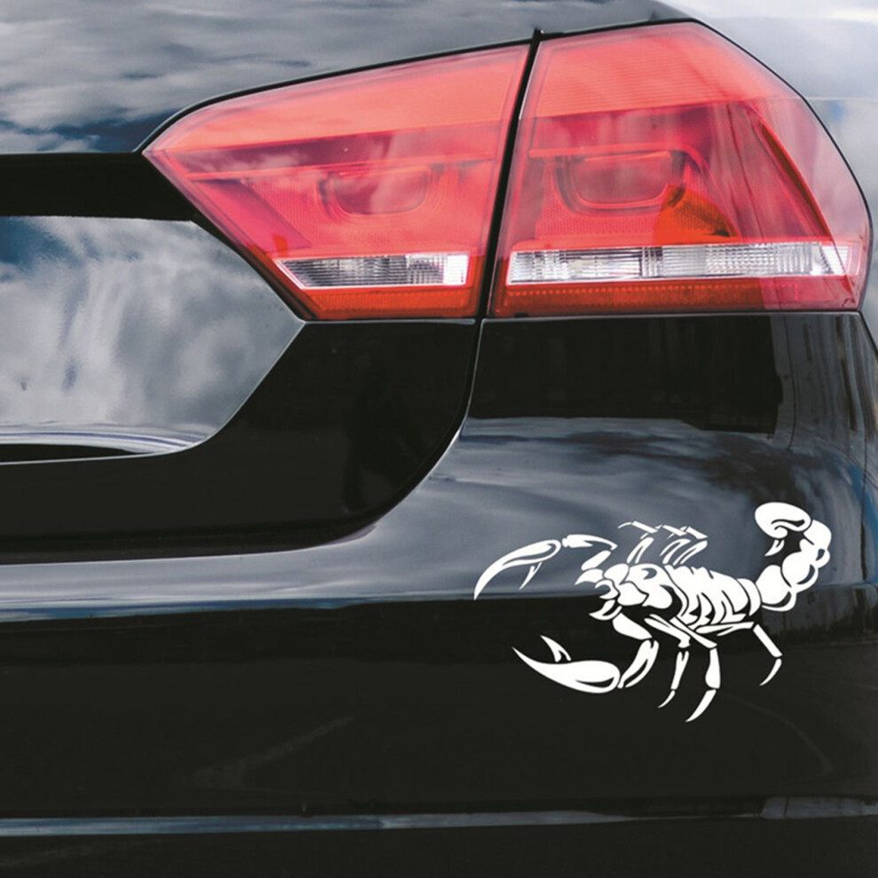 2X Car Decoration 3D Scorpion Decal Sticker Cool Vinyl Sticker, 40Cm White 4711713556604