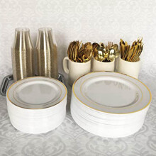 60X Golden Plastic Cup Disposable Water Cup Golden Powder 90OZ Juice Cup Dessert Cup Mousse Cup Wedding Decoration