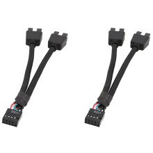 2St Datormoderkort USB-FöRläNgningskabel 9-Stift 1 Hona Till 2 Hane Y-Splitterljud HD-FöRläNgningskabel för PC GöR det SjäLv