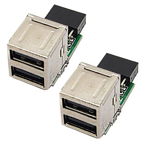 2X 9-Pin Motherboard to 2  USB 2.0 A Female Internal Header Adapter