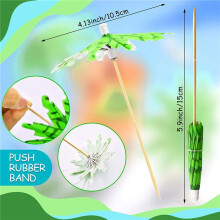 120X Grüne Kokosnuss Baum Zahnstocher Papier Schirme Zahnstocher Handgefertigte Cocktail Sonnenschirm StöCke für Cocktail Dekorationen