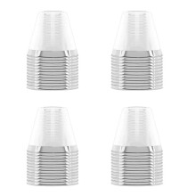 4X Plastmugg 9 Oz Hård Engångsmugg Plast Vinglas Fest Bröllopsvinglas Transparent Plastmugg -Silverkant