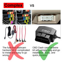 2X Dash Cam OBD Hardwire Kit, Dash Camera USB Type C Hardwire Kit with OBD Power Cable for Dashcam 12-24V to 5V/3A