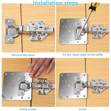 40Pcs Cabinet Hinge Repair Plate Kit Kitchen Cupboard Door Hinge Mounting Plate with Holes Flat Fixing Brace Brackets