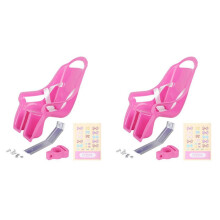 2X Asiento de Bicicleta Universal para Muñecas con Pegatinas Calcomanía para Bricolaje Accesorios de Bicicletas para Niñas Y Niños, Rosa