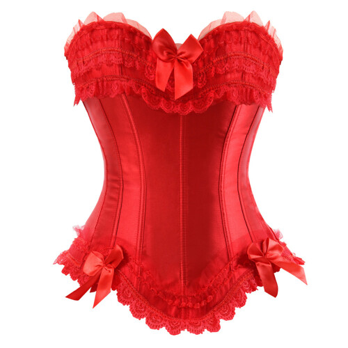 Women's Victorian Strapless Overbust Corset Bustier-Red XL