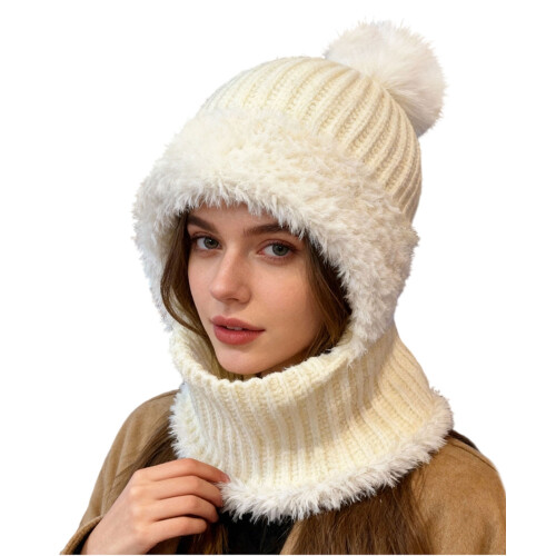 Stylish Cap Beanies Warm Trapper Hat Warm Hat Unisex-White