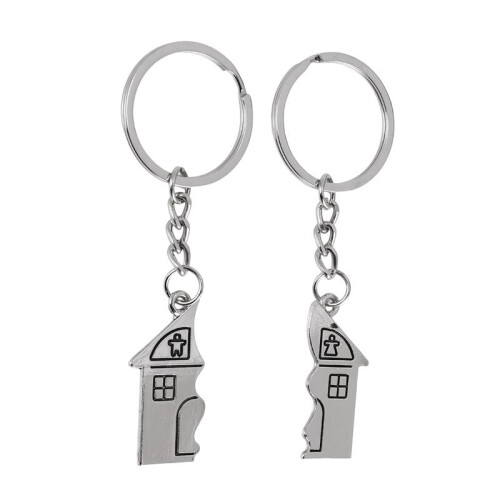 2 Pcs House Shape Magnetic Keychain Key  for Lovers 1