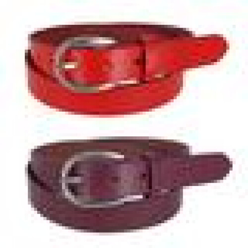 CTM Women's Adjustable Smooth Leather Dress Belt Set 2