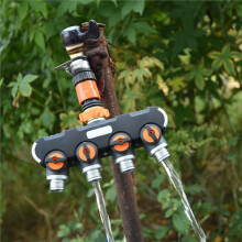 4-Way Garden Hose Splitter with 3/4-Inch Metal Outlets, Individual Control Valves
