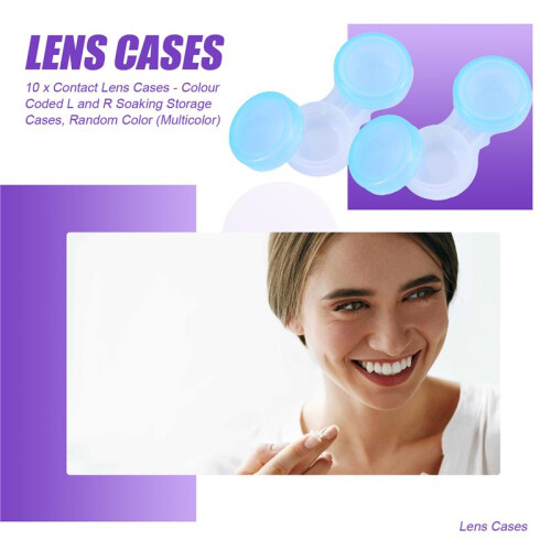 10 x Contact Lens Cases - Colour Coded L and R Soaking Storage Cases, Random Color (Multicolor) 2
