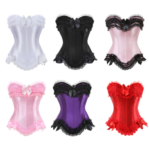 Women's Victorian Strapless Overbust Corset Bustier-Red XL 2
