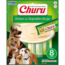 Voedingssupplement - INABA CHURU - Churu Puree Kip - Groenterecept - 8 zakjes - Voor honden