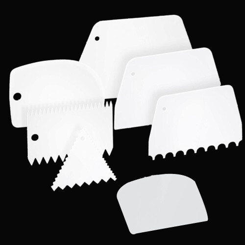 7 Pcs Dough Cake Scraper,Plastic Icing Scraper Cake Smoother,Dough & Bench Scraper for Baking,Bread Scraper Tools 1