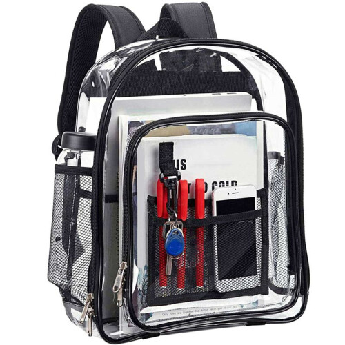 4X Heavy Duty Clear Backpack,Security Transparent School Backpack,See Through Bookbag for Work,Security Check and Travel 1