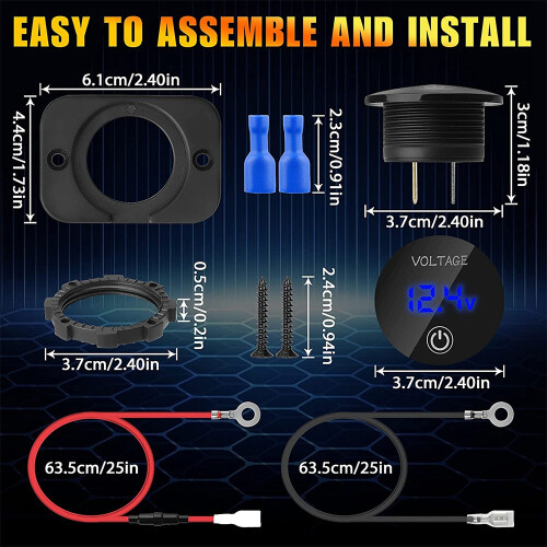 2 Pack LED Digital Voltmeter with Contact , 12V 24V Car Voltmeter LED Digital Display Waterproof Voltmeter Panel 2