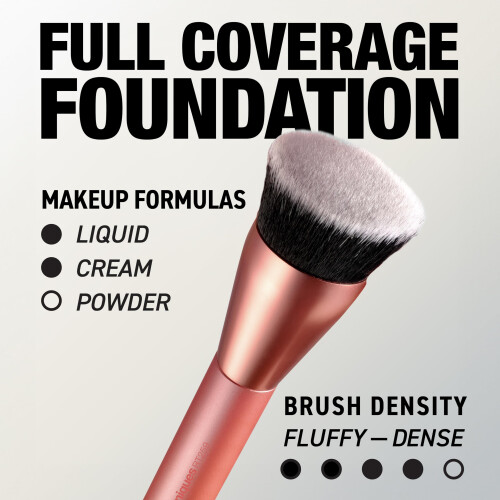 Real Techniques Real Techniques Glow Round Base Makeup Brush, For Liquid and Cream Makeup, Flat Top Foundation Brush For Buffing and Blending Up Coverage, Dense 1