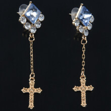 Fashion Square Crystal Metal Pendant Earrings Ladies Elegant Rhinestones