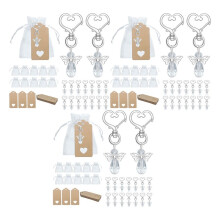 90 Pcs Angel Keychain Souvenir Wedding Gifts Baby Shower Favor Gifts Set with Tag Drawstring Candy Bag