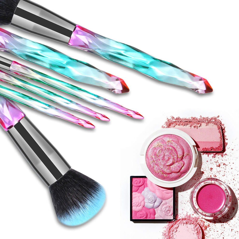 Duaiu Makeup Brushes 15Pcs Premium Synthetic Bristles Crystal Handle Set Kabuki Foundation Brush Face Lip Eye Makeup Brush Sets Professional With