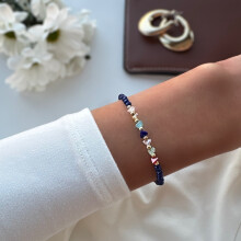 Blue Beaded Bracelet with Multicolor Accent Beads – Trendy Women’s Fashion Jewellery