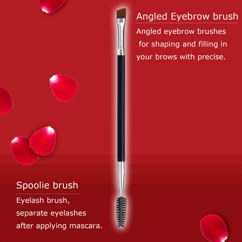 Duo Eyebrow Brush Set - Angled Brush, Spoolie, Eyelash Comb (5 Pcs) 2